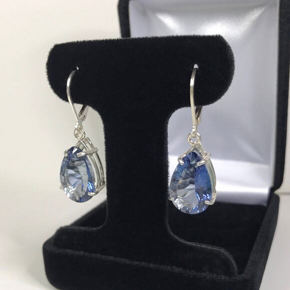Gorgeous 10ctw Iolite Quartz Earrings in Sterling Silver Iolite Earrings - Picture 3 of 4